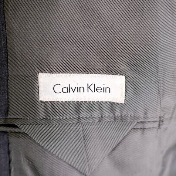 Calvin Klein Wool Gray 2 Button 2 Piece Suit 42L 36/32 High Rise Flat Front Part - Picture 11 of 16